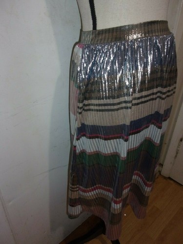 Modcloth Jessy B Silver w/Colored Stripes Skirt Size 4X New (B86) - Picture 3 of 4