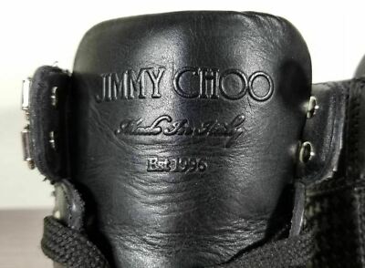 新品未使用JIMMY CHOO ARGYLE 40 1/2ブラック スタッズ Jimmy Choo Black Mini Stars Argyle High-Top Sneakers, Black