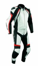 Combinaison Cuir Blouson Pantalon 2 pc. Moto Motard Racing Protections CE Red