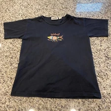 Rainforest Cafe  T-Shirt SINGLE STITCH Women's Size Medium Black Fish Vintage 