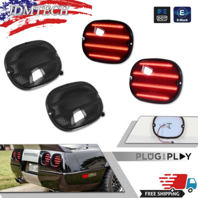 (Set/4) LED Tail Lights, Brake Lamp Lenses for 90-96 Chevy Corvette C4 ZR1 Smoke