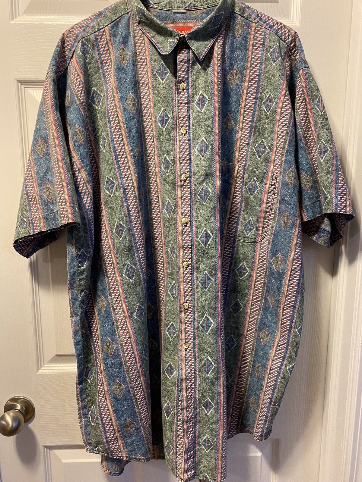 Camicia uomo cotone fila manica corta western azteca con bottoni 2XT