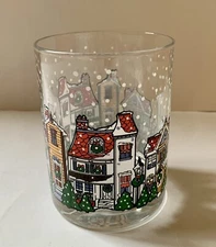 VTG Luminarc D’Arques Dublin Christmas Low Ball Glass 10.5oz Snowy Village