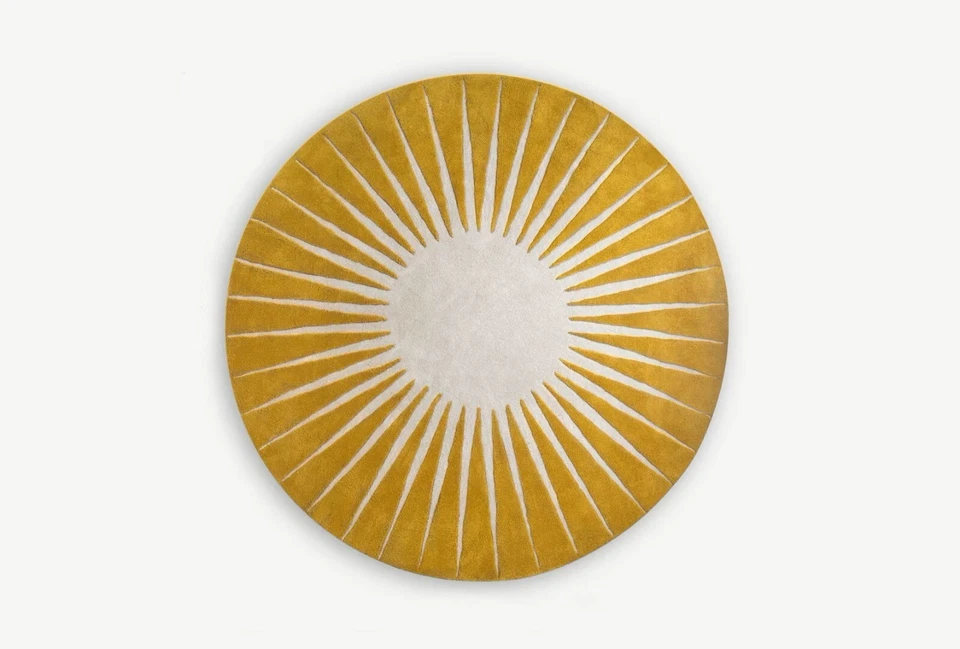 Vaserely - Mustard Shade Hand Tufted 100% Wool Soft Area Rug Carpet - Image 3 of 4