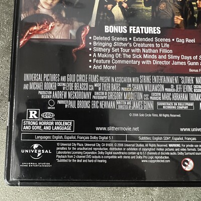 🔥 HORROR DVD Slither ~ Full Screen Nathan Fillion