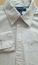 TOMMY HILFIGER Mens 80s Cotton Modern Fit Long Sleeve Dress Shirt - Medium M