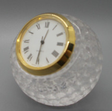 24 Lead Crystal Golf Ball Clock Quartz Desk Paper Weight Roman Numeral