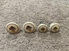 Vintage Speckled Mushroom Drawer Knobs Insert  Screws 2 Sizes Lot of 4 Japan