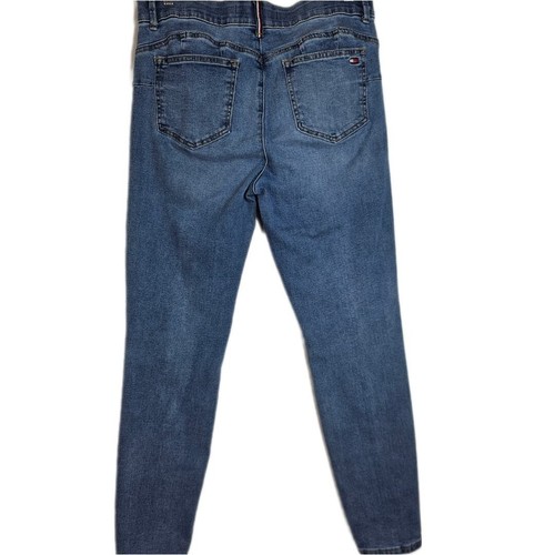 Jeans Tommy Hilfiger donna 10 bandiera rossa gamba skinny scuro faro indaco - Foto 2 di 10