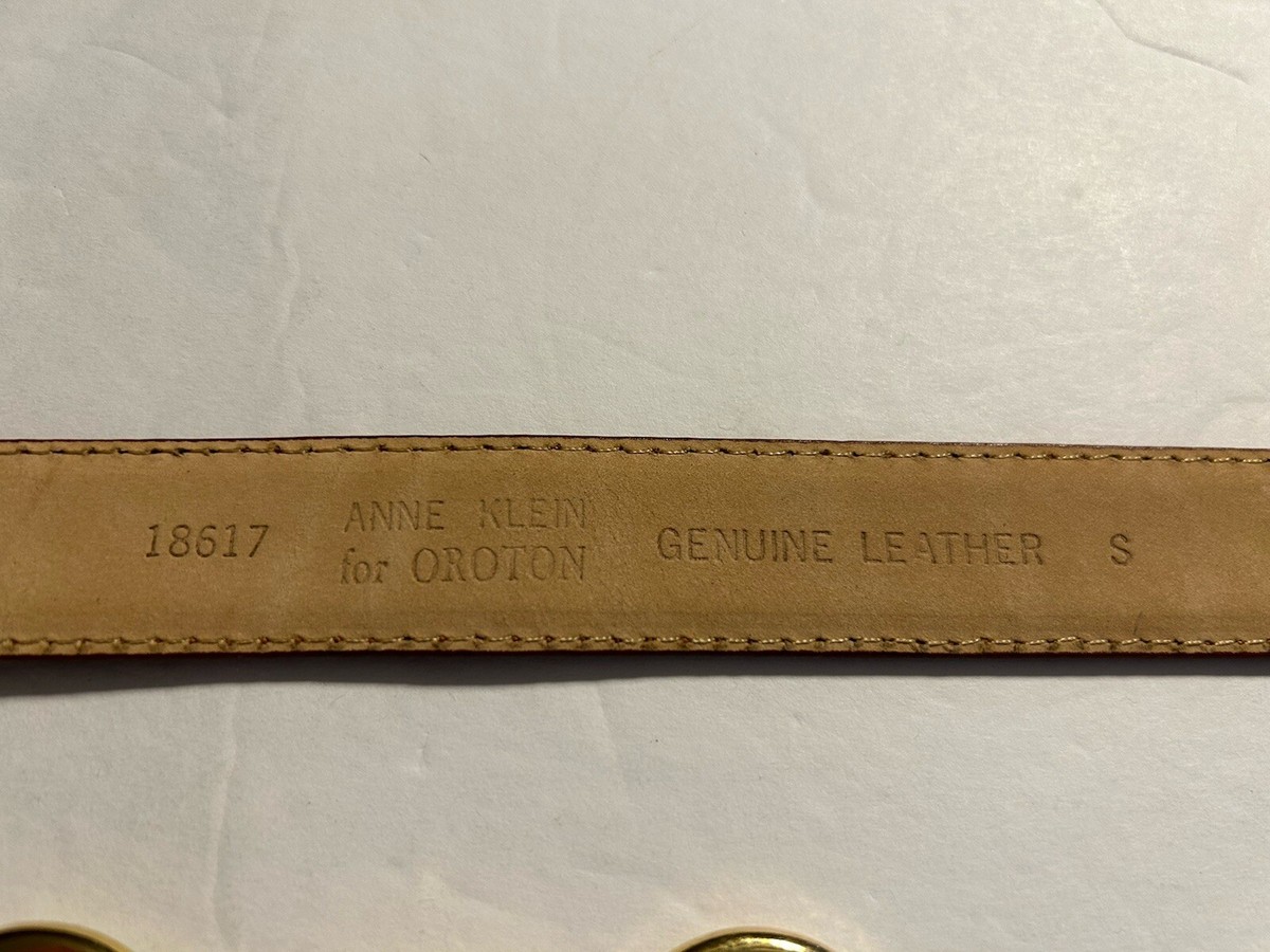 Vintage Anne Kline for Oroton Brown Leather Croc Gold Belt Small
