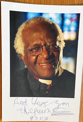 Bischof Desmond Tutu signiert Nobel orig. Unterschrift Signatur Autogramm signed