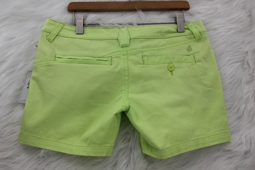 Volcom Shorts Women's Junior's Sz 1 Neon Green Chino Cotton Blend #1442 - Picture 9 of 17