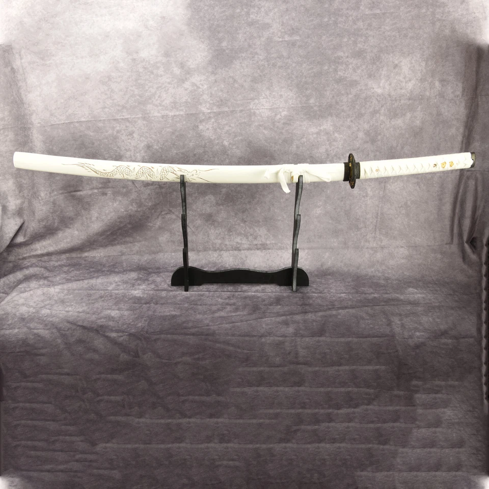 39英寸白色全唐手工锻造龙收藏品日本武士武士武士武士剑 — 第 3/4 张图片