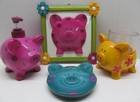 NEW Novelty Bath PIG PARTY Kids Bath Set & Wall Plaque Pig OINKS when touched