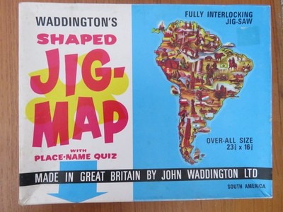 Vintage Waddingtons Jig Karte Südamerika. Puzzle komplett.