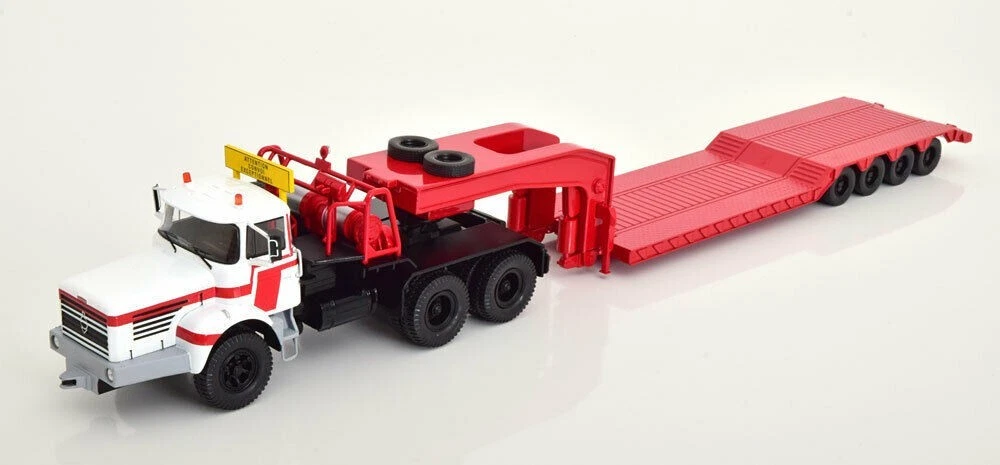 IXO 1/43 TTR024 BERLIET TBO 15 M3 6x4 1960 Avec Remorque Plateau bas Rouge/Blanc
