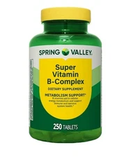 Spring Valley Super Vitamin B-Complex Tablets Dietary Supplement 250 Count