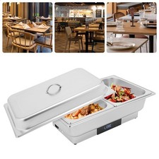 9L 2-Compartments Electric Food Warmer with Temperature Control for Buffets
