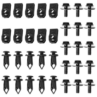 35PCS Engine Under Cover Splash Shield Body Bolts Screws, Bumper Clips & Black