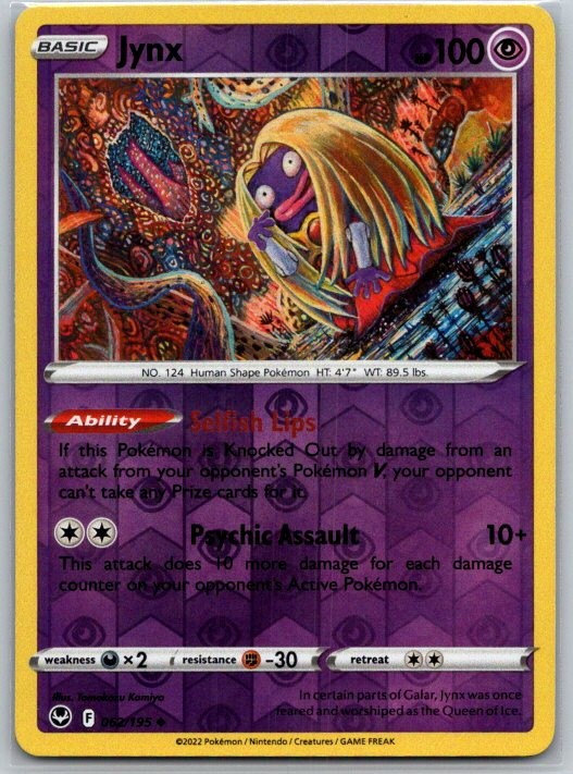 Jynx 062/195 Uncommon Silver Tempest Pokemon Reverse Holo Near Mint