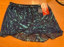 Capezio Buttoned Wrap Dance Skirt Blue/Green swirls IM300 XSS