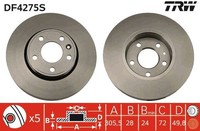 2X TRW Bremsscheibe DF4275S FüR Nissan Opel Renault