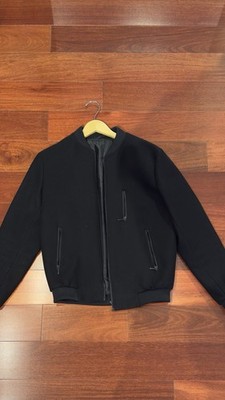 Topman Men s Wool Blend Bomber Jacket Black | Size 38 Medium | Zip Front | Used
