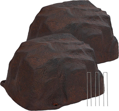 14'' Brown Faux Landscape Rock Covers - Lightweight 2-Pack for Well Pumps