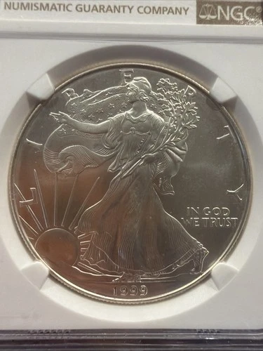 1999 American Silver Eagle NGC MS68 Brown Label Light Toning 012317