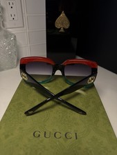 GUCCI Oversized Red BLK Green Women's Square Sunglasses Ready to Ship 