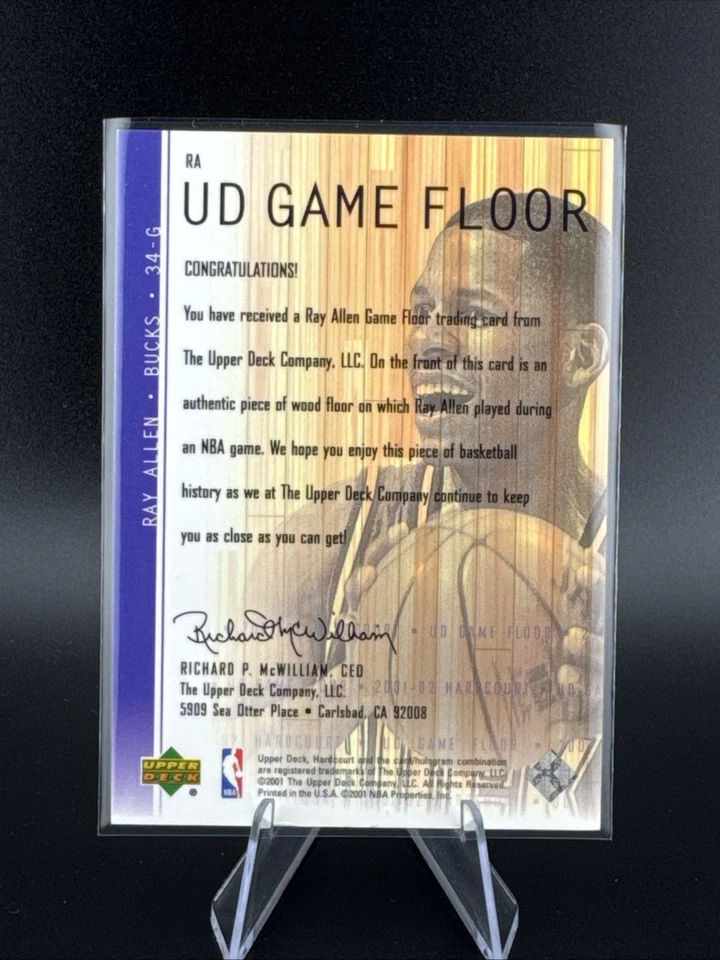 Ray Allen Card 2001-02 Upper Deck Hardcourt UD Game Floor #RA  - Image 3 of 3