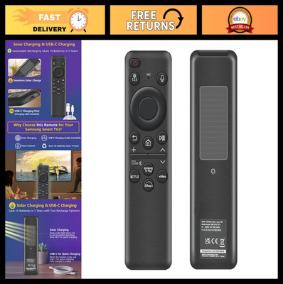 Rechargeable Voice Remote for Smart TVs, Solar Charging, Voice Search, 2019-2026
