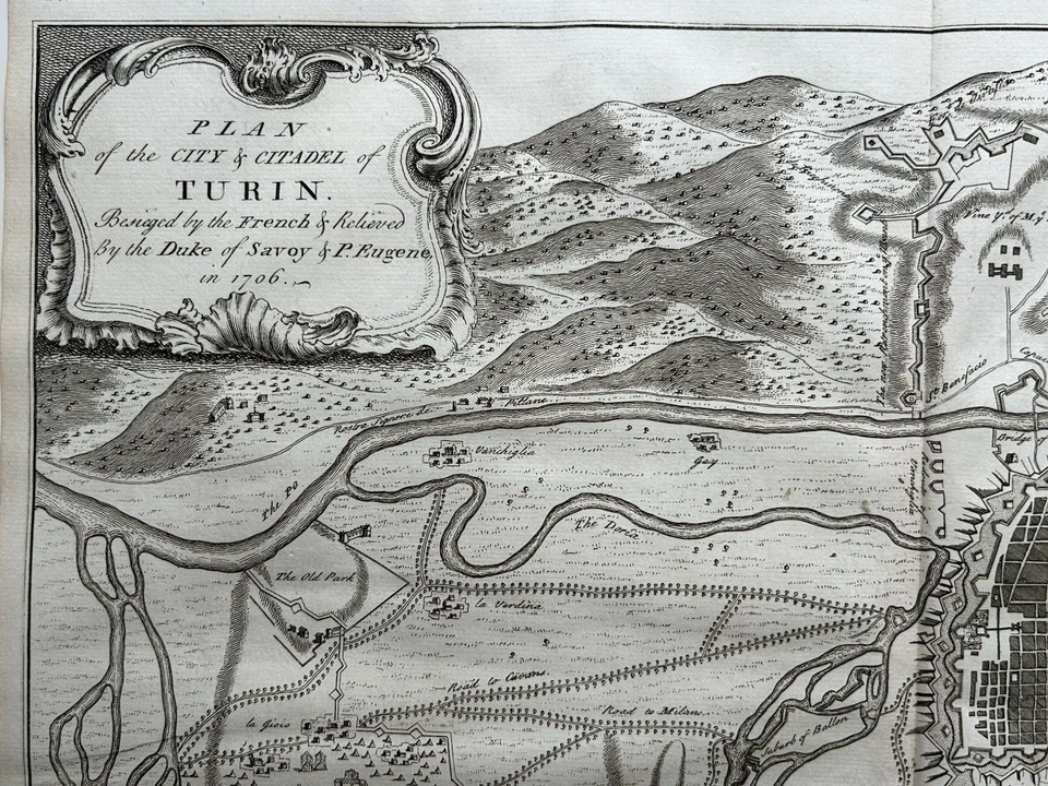 1706 Siege of Turin Battle Plan Torino Italy Antique City Map - Image 2 of 4