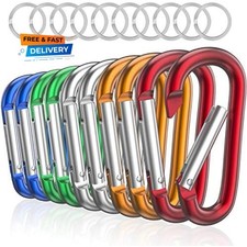 3" Aluminum Carabiner D Ring, Spring Snap Hook for Keychain Clip, Set of 10