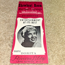 1960s SHOWBOAT ROOM & LOUNGE, Lake Geneva Wisc. EXOTIC DORITA / LOUIS ARMSTRONG