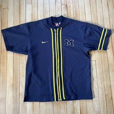 VTG 90s Nike Michigan Wolverines Short Sleeve Full Zip Warm Up FAB5 Mens L