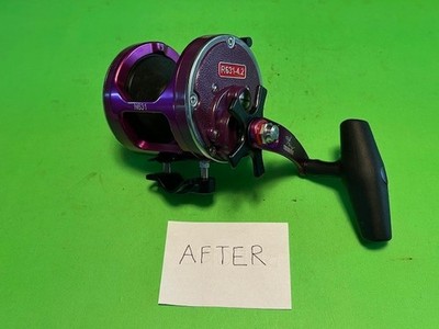 CUSTOM NEWELL 631-3 FISHING REEL TIBURON FRAME PURPLE SIDEPLATES