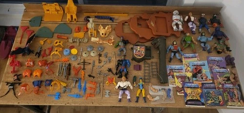 Vtg Masters of the Universe MOTU He Man Figure Lot 80s Parts Accessories Comics