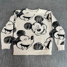 H M Disney Girls Size 7 Mickey Mouse Sweatshirt Beige Black Matching Top