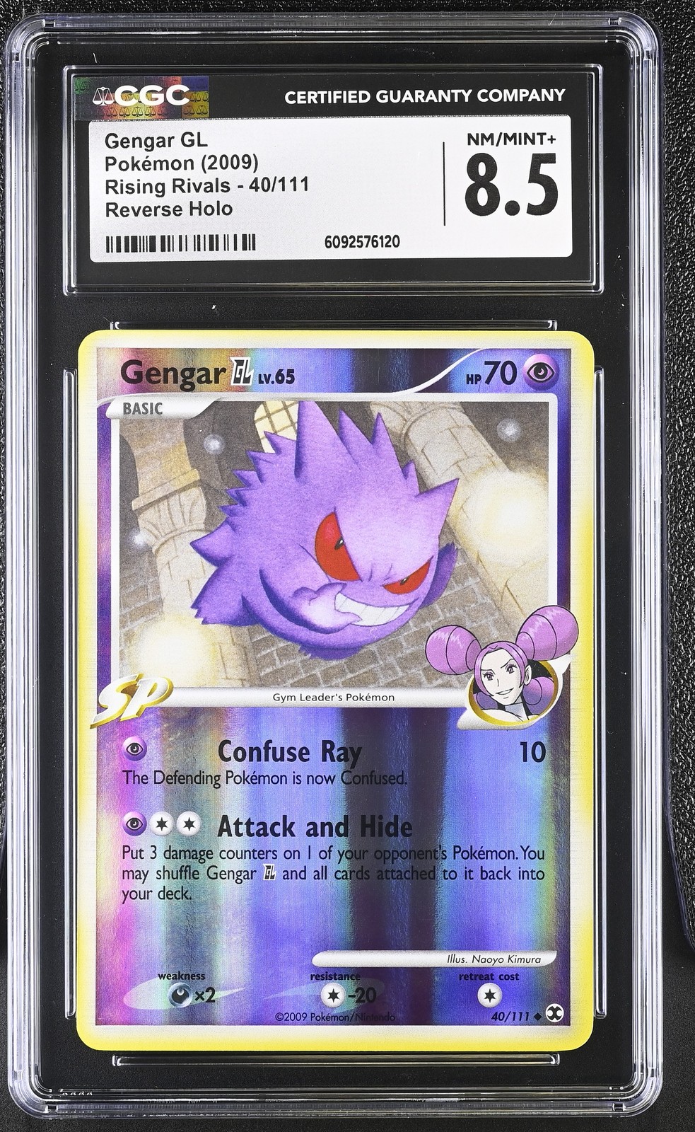 CGC 8.5 Gengar GL 2009 Rising Rivals 40/111 Reverse Holo Pokemon Card