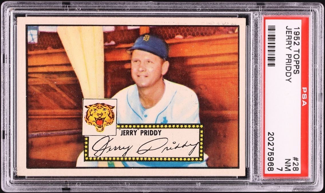 1952 TOPPS #28 JERRY PRIDDY PSA 7 NM