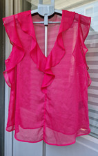 C&A Chiffon Bluse   Pink, durchsichtig, Rüsc...