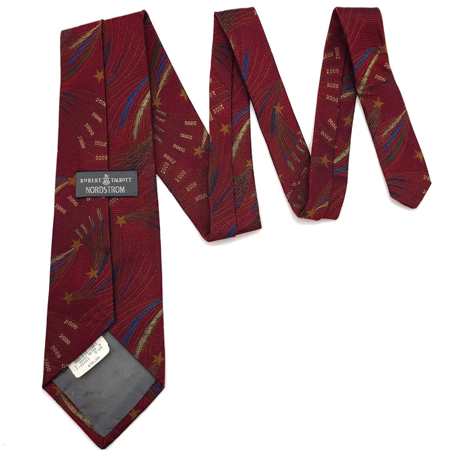 Vintage ROBERT TALBOTT Nordstrom Red Gold Rare Y2K Theme 2000 Silk Tie Necktie image 3