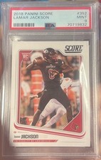 PSA 9 2018 SCORE #352 LAMAR JACKSON ROOKIE CARD. rookie card picture
