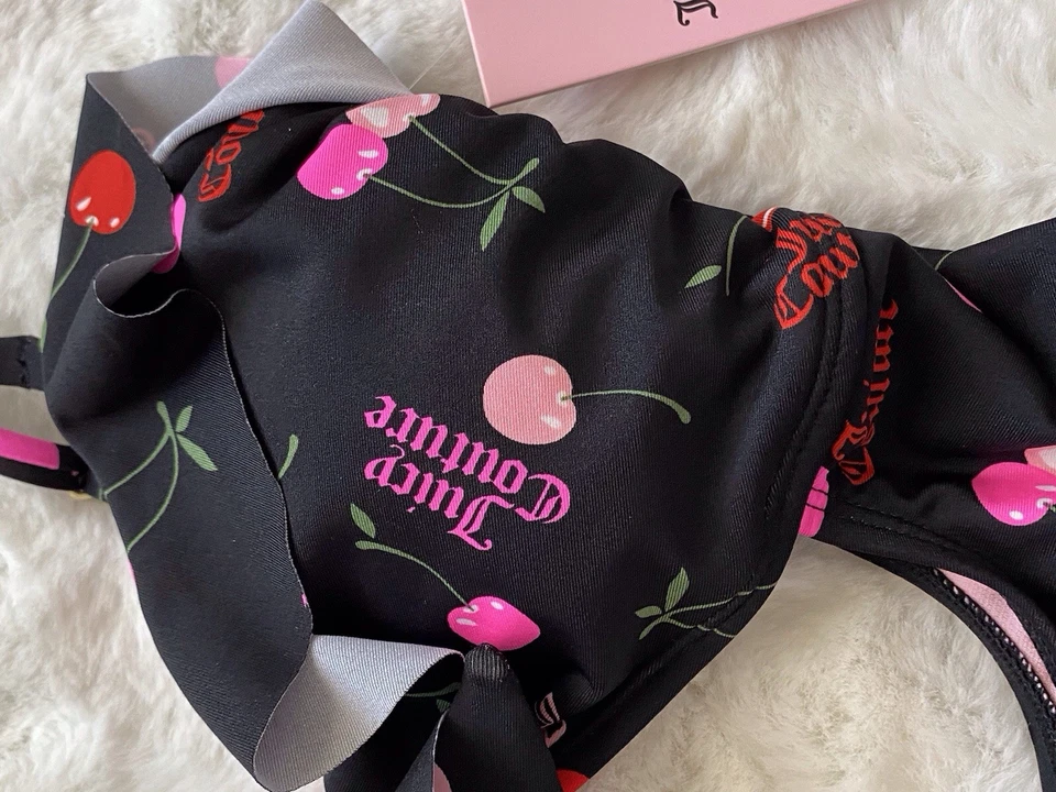 Traje de baño Juicy Couture con volantes recortados de una pieza forrado logotipo de cereza talla M NUEVO Foto 3 de 4