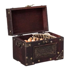 Vintiquewise Jewelry Box Index/Recipe Card Brown Stained Wood Rustic Vintage