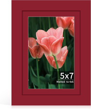 5X7 Picture Frame with Real Glass, Wood Frame with 4X6 Colorful Mat