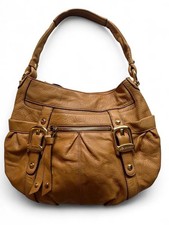 B. Makowsky Tan/Brown Leather Gold Hardware Y...