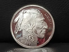  .999 Fine Silver 2015 Round 1 Troy Ounce  Indian Head / Very Shiny FS