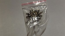 Trachten Hut Anstecker Edelweiss  ca 2 cn Rund  Pin mit Strasssteine klein